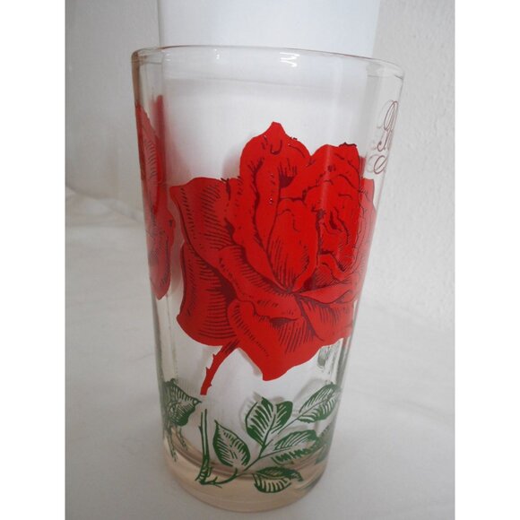 MCM Boscul Peanut Butter Drinking Juice Glass Tumbler Red Rose Estate 5" #2 - Picture 3 of 4